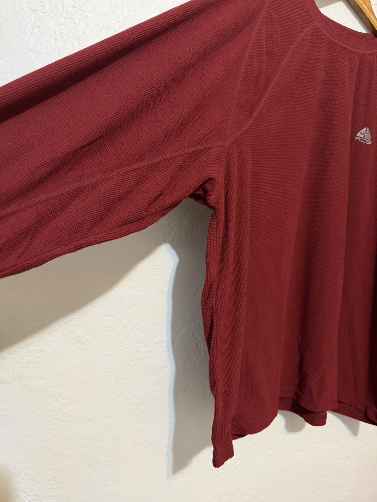 Nike ACG Waffle Texture Fleece Long sleeve Shirt XXL Red gallery