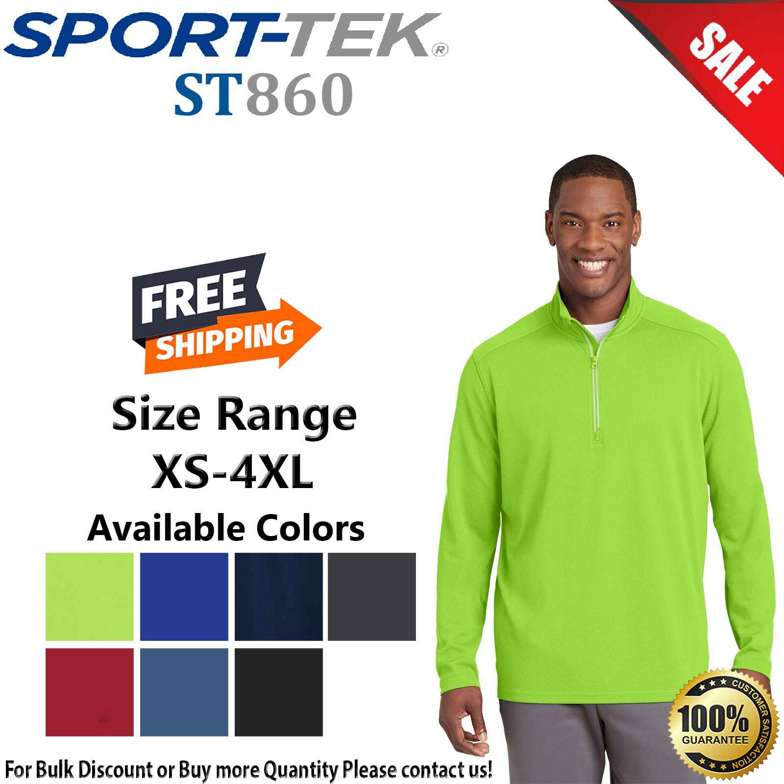 Sport-Tek ST860 Mens Long Sleeve Midweight Sport Wick Textured 1/4 Zip Pullover gallery