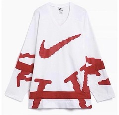 NIKE SPORTSWEAR CLUB HOCKEY JERSEY Oversized WHITE RED HV1137-100 MEN SIZE XL