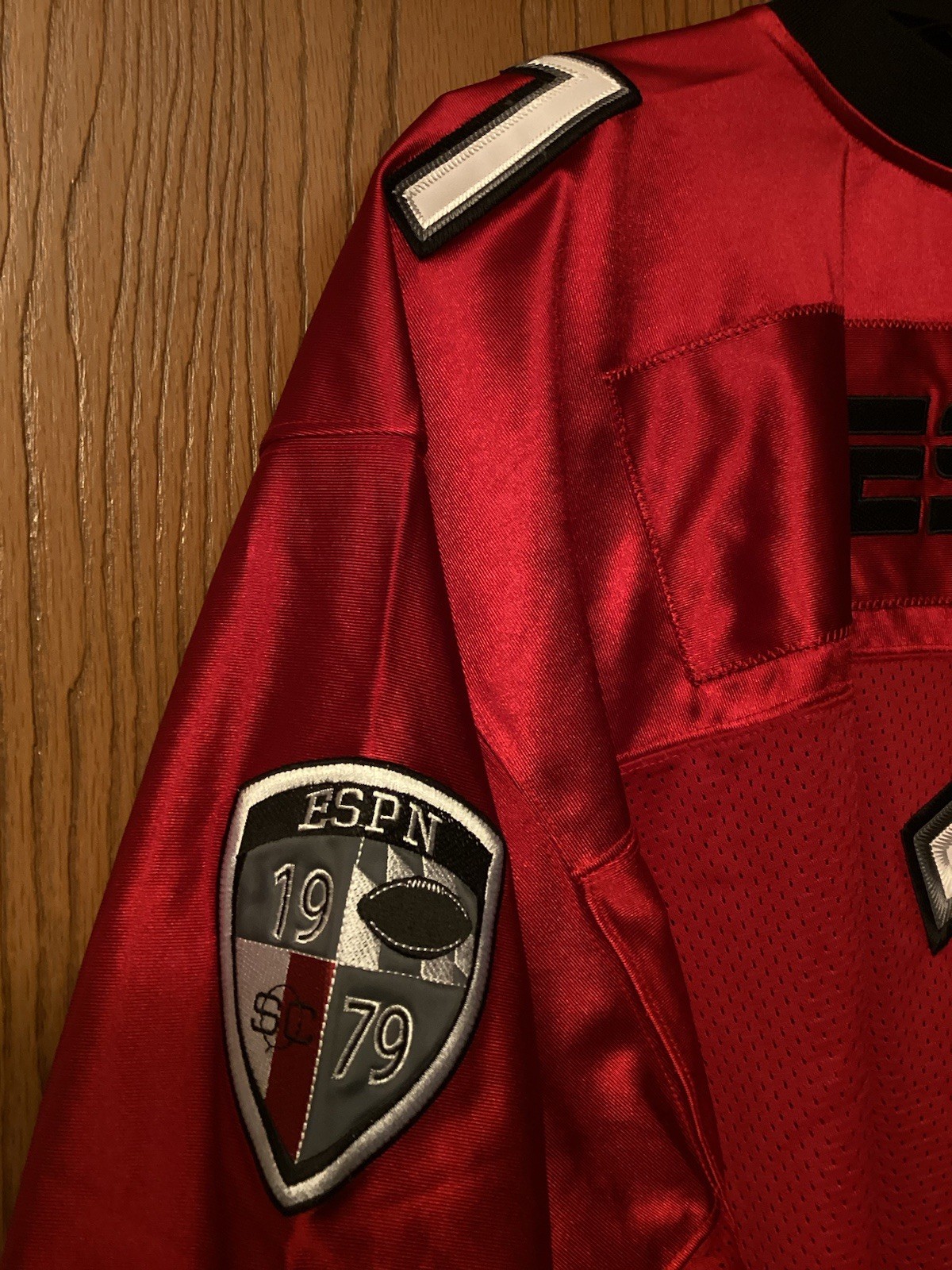 ESPN #1 - Red Football Jersey - 2 Sided - Polyester - V Neck - Embroidered - L gallery
