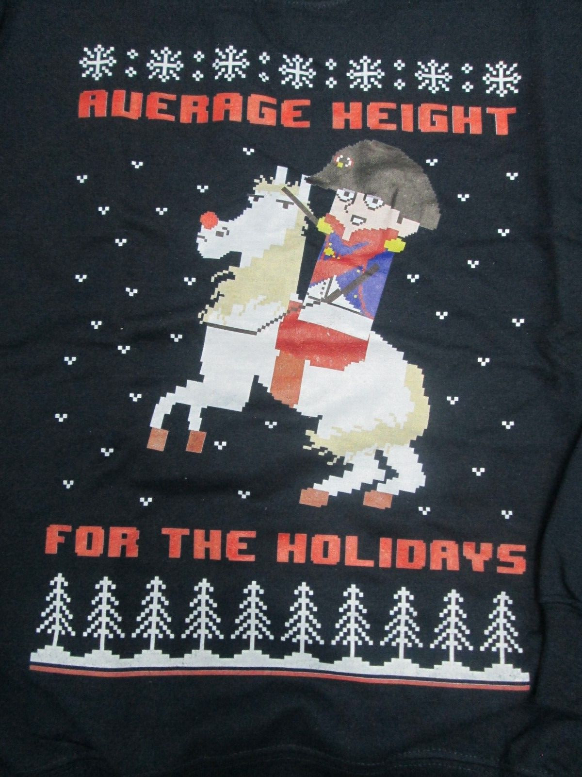 Christmas Sweatshirt crew black small Average Height for the Holidays NEW 6 gallery