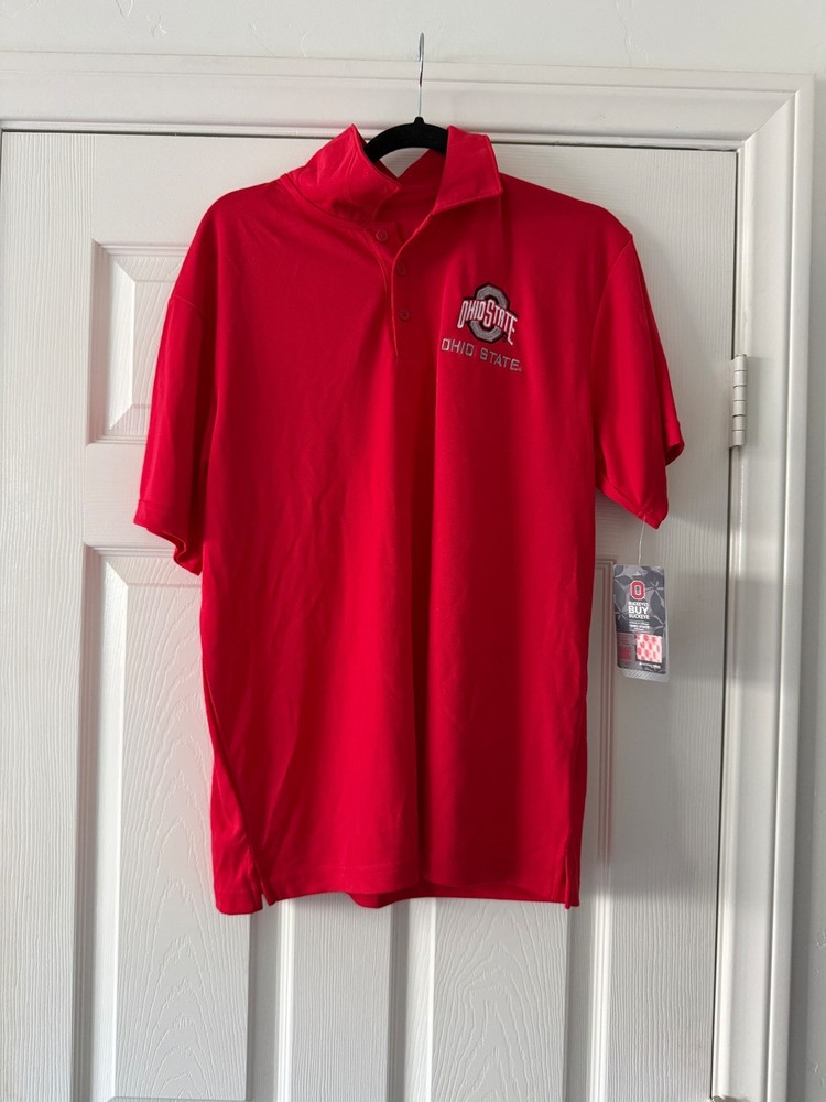 ohio state buckeyes red polo college short sleeve men size medium