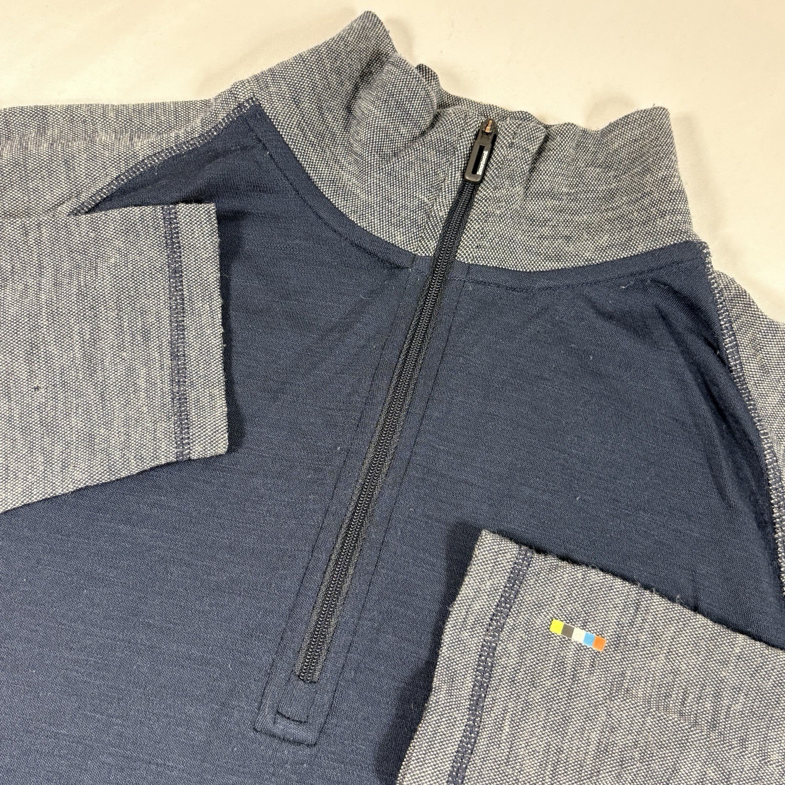 Smartwool 1/4 Zip Pullover Mens Large Blue Gray 100% Merino Wool SW0NP616 gallery