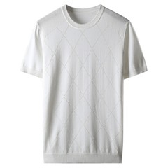 Summer Ice Silk T-shirt Men’s Short Sleeve Hollowed Out Knitted Half Sleeve Tops