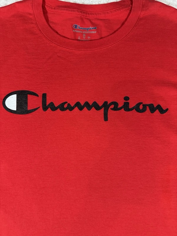 Champion Authentic Athleticwear Men's M Red Long Sleeve Crew Neck Logo Tee gallery