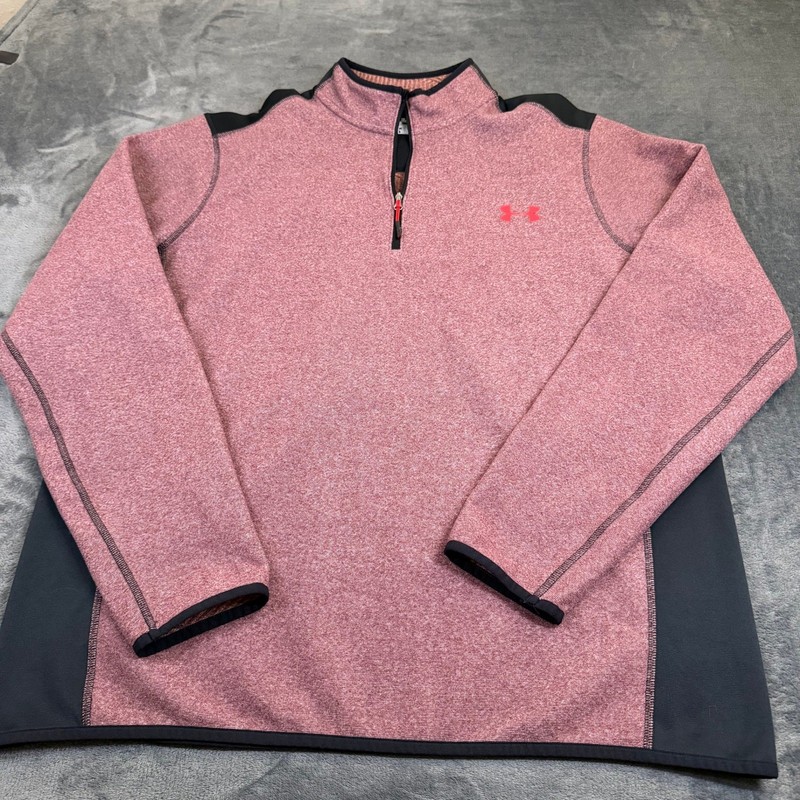Under Armour ColdGear Infrared Pullover Mens XL Maroon Quarter Zip Loose Fit gallery