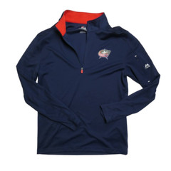 men’s Columbus Blue Jackets 1/4 zip athletic shirt, Majestic coolbase, MEDIUM
