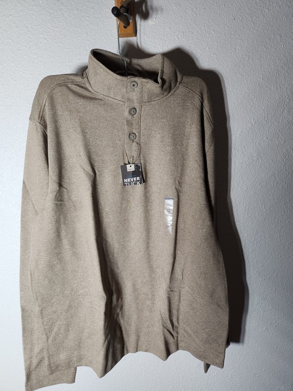 Van Heusen Sweatshirt medium 1/4 Button Brindle Retail $65 gallery