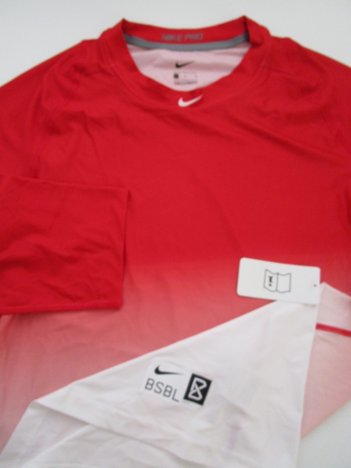 Mens Large Nike Pro Shirt Digital Baseball Raglan 3/4 Sleeve Crewneck Red gallery