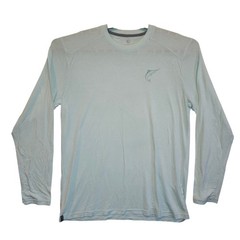 Free Fly Mens Bamboo Lightweight Long Sleeve Shirt Light Blue Marlin Logo Large
