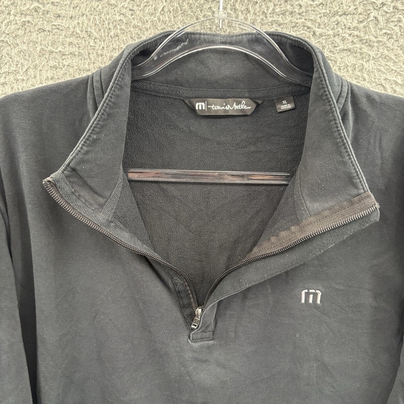 Travis Mathew Pullover Mens Extra Large Black Cloud Quarter Zip Long Sleeve Golf gallery