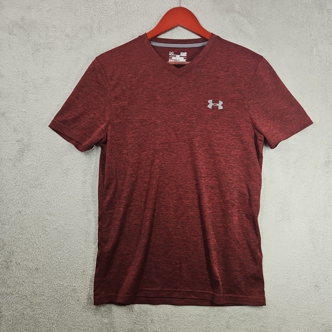 Under Armour Men's Loose Fit HeatGear Burgandy Black Heathered Size S EUC gallery