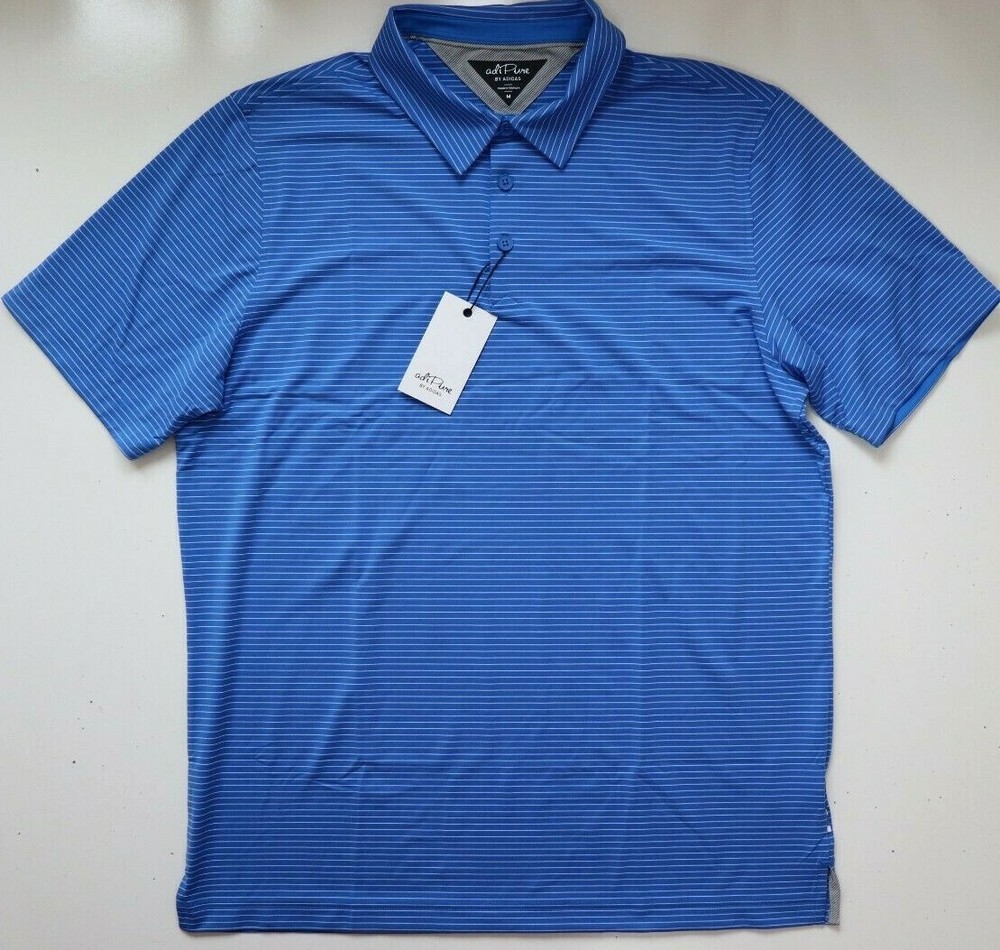 ADIDAS ADIPURE TECH STRIPED GOLF SHORT SLEEVE POLO SHIRT TOP - BLUE DT4332 MEN M