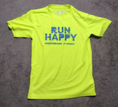 Brooks Running Shirt Mens 2XS Marathon Fluorescent Yellow Run Happy
