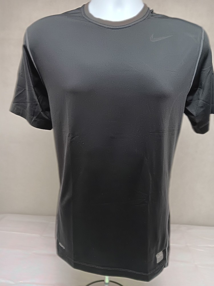 Nike Pro Shirt Mens Lrg Fits Sm Black Fitted Gym Top Running Workout NikeFit