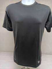 Nike Pro Shirt Mens Lrg Fits Sm Black Fitted Gym Top Running Workout NikeFit