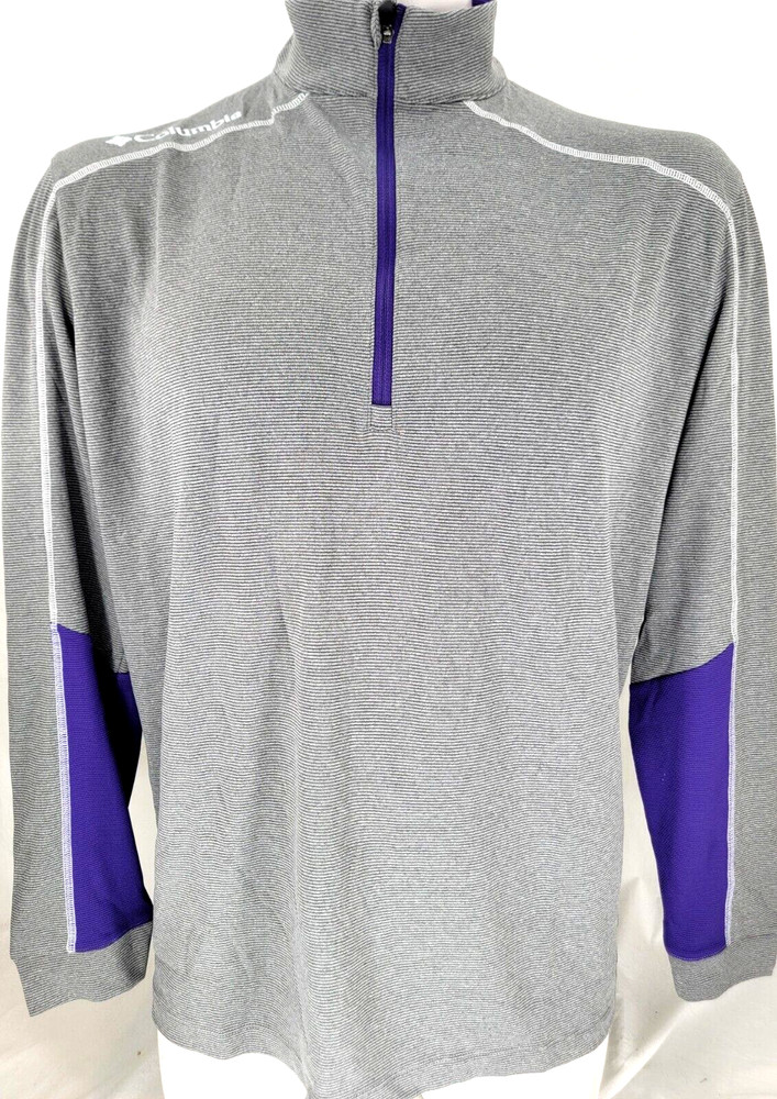 NEW Columbia Golf Omni-Wick Shotgun 2.0 Purple Gray LS 1/4 Zip Shirt Men's L