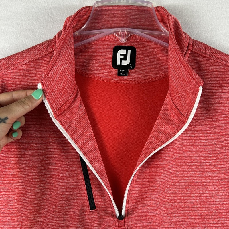 FootJoy Performance Pullover Mens Large Red 1/4 Zip Pocket Long Sleeve Golf gallery