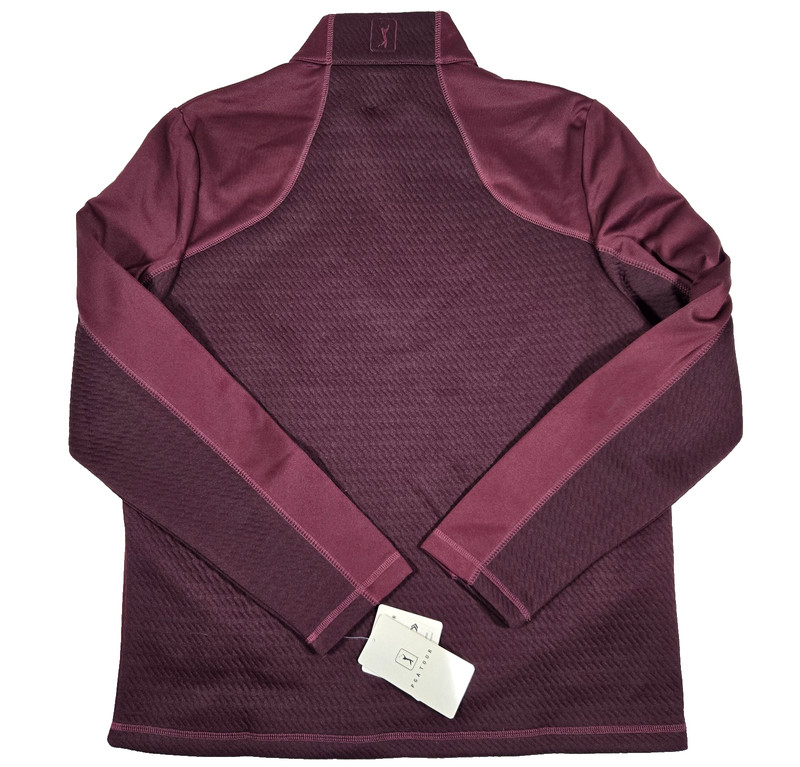 PGA Tour Men's Small Golf Thermal Stretch Burgundy 1/4 Zip Pullover Jacket New gallery