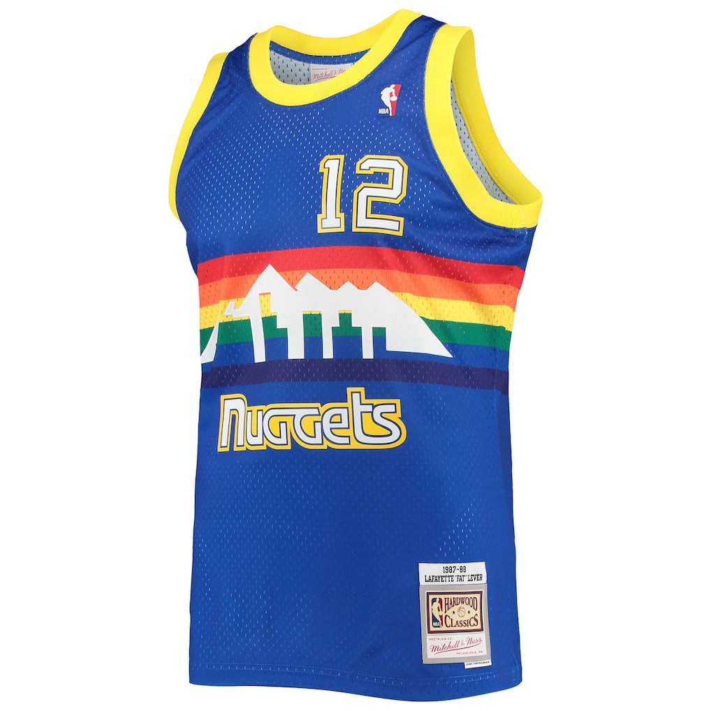 NWT MITCHELL & NESS SWINGMAN FAT LEVER DENVER NUGGETS 1987-88 ROYAL MENS L #12 gallery