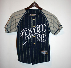Vintage Y2K Mens/Youth Boys Paco Sport 89 Baseball Jersey Blue Gray Small
