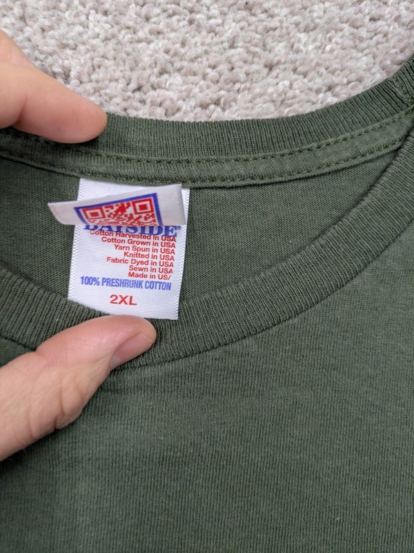 USMC Marines Bayside American Shirt Mens 2XL Extra Large Green Crew USA MADE Vtg gallery