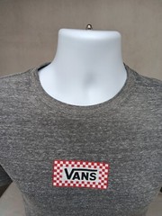 Vans Mens Medium Gray Front Graphic Short Sleeve T-Shirt Slim Fit