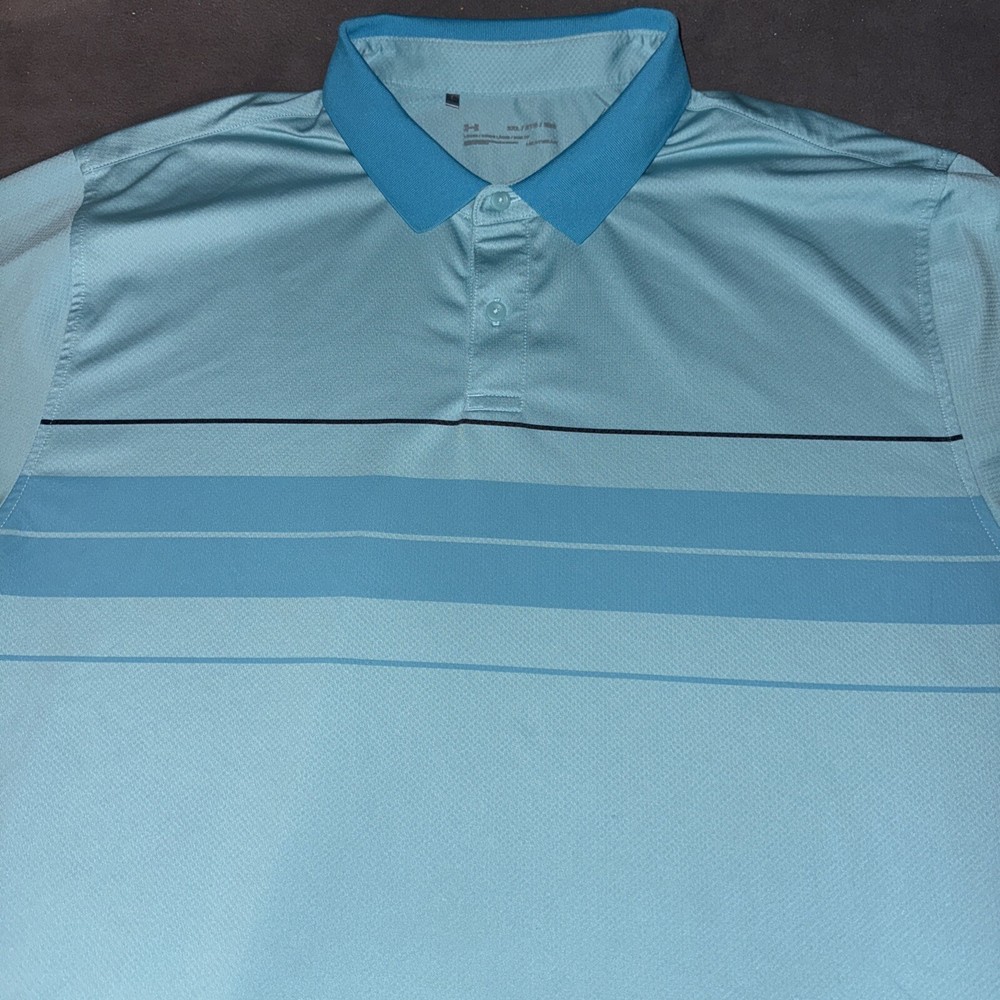 EUC Mens Under Armour SS Golf Shirt, Blue, Size 2XL