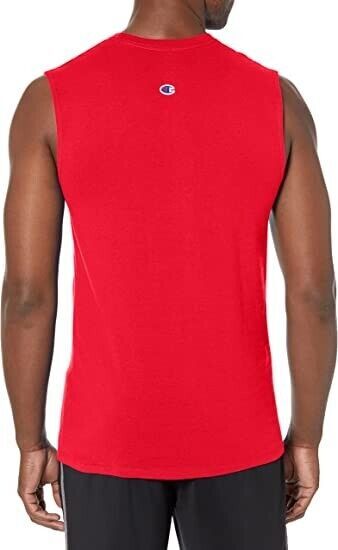 Champion Men's Classic Sleeveless Tank Muscle T-Shirt, Scarlet, Small gallery