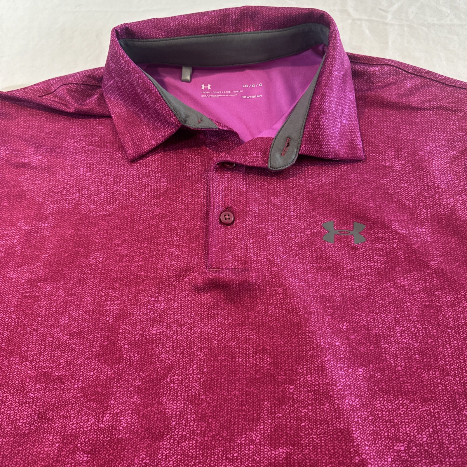 Under Armour Playoff HeatGear Performance Golf Polo Mens L Magenta Purple gallery