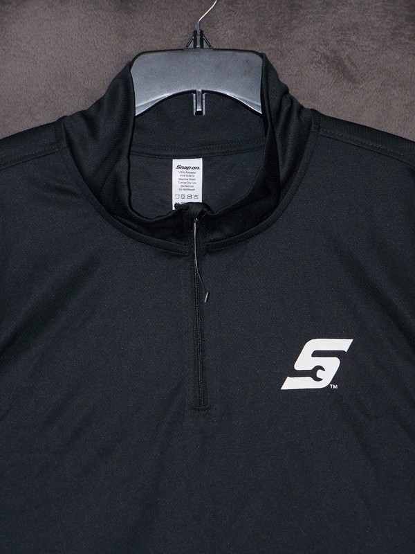 Snap On Shirt Adult Large Black Lightweight Pullover Logo LS 1/4 Zip Mens gallery