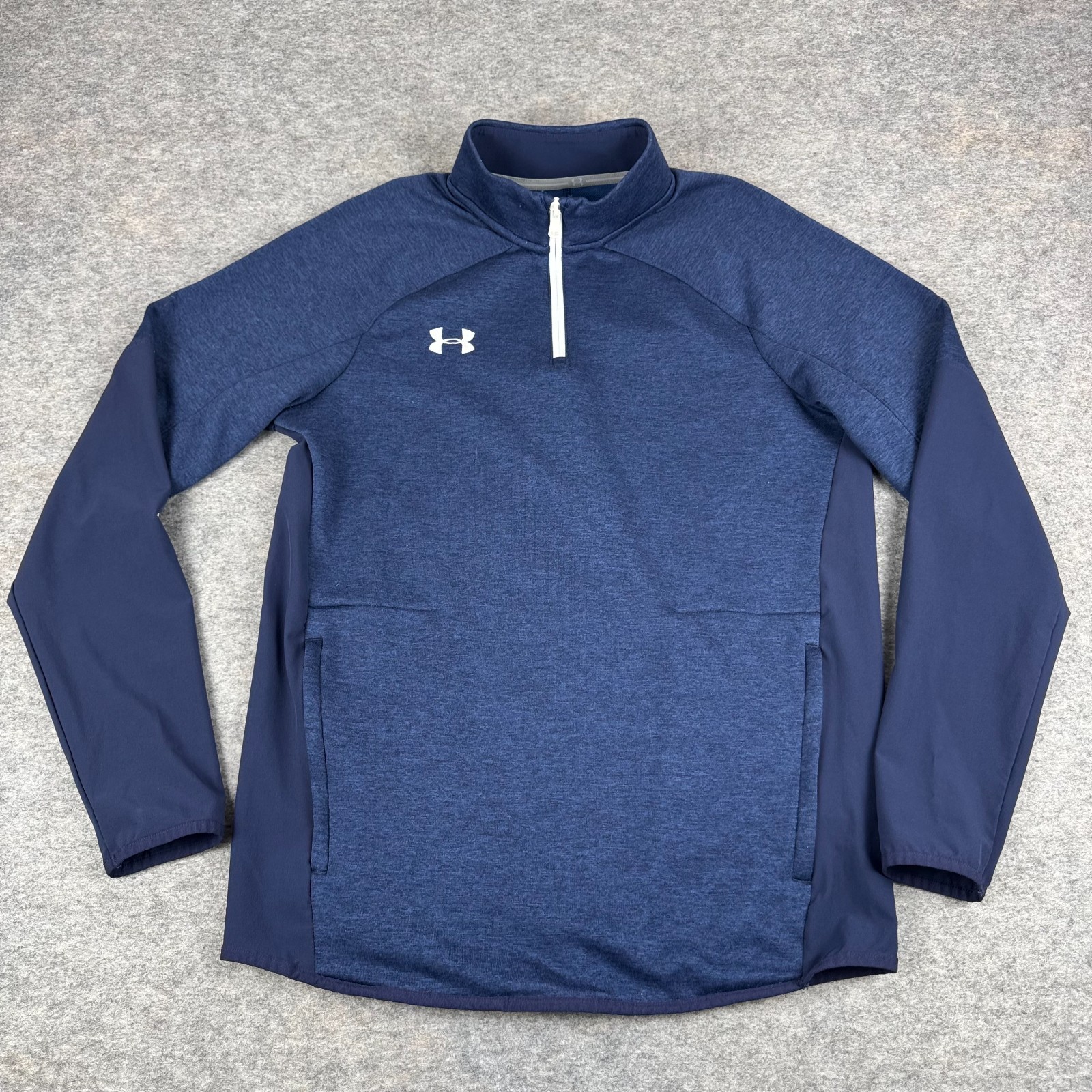 Under Armour Cold Gear Qualifier Hybrid 1/4 Zip Pullover Loose Blue Mens Small S gallery