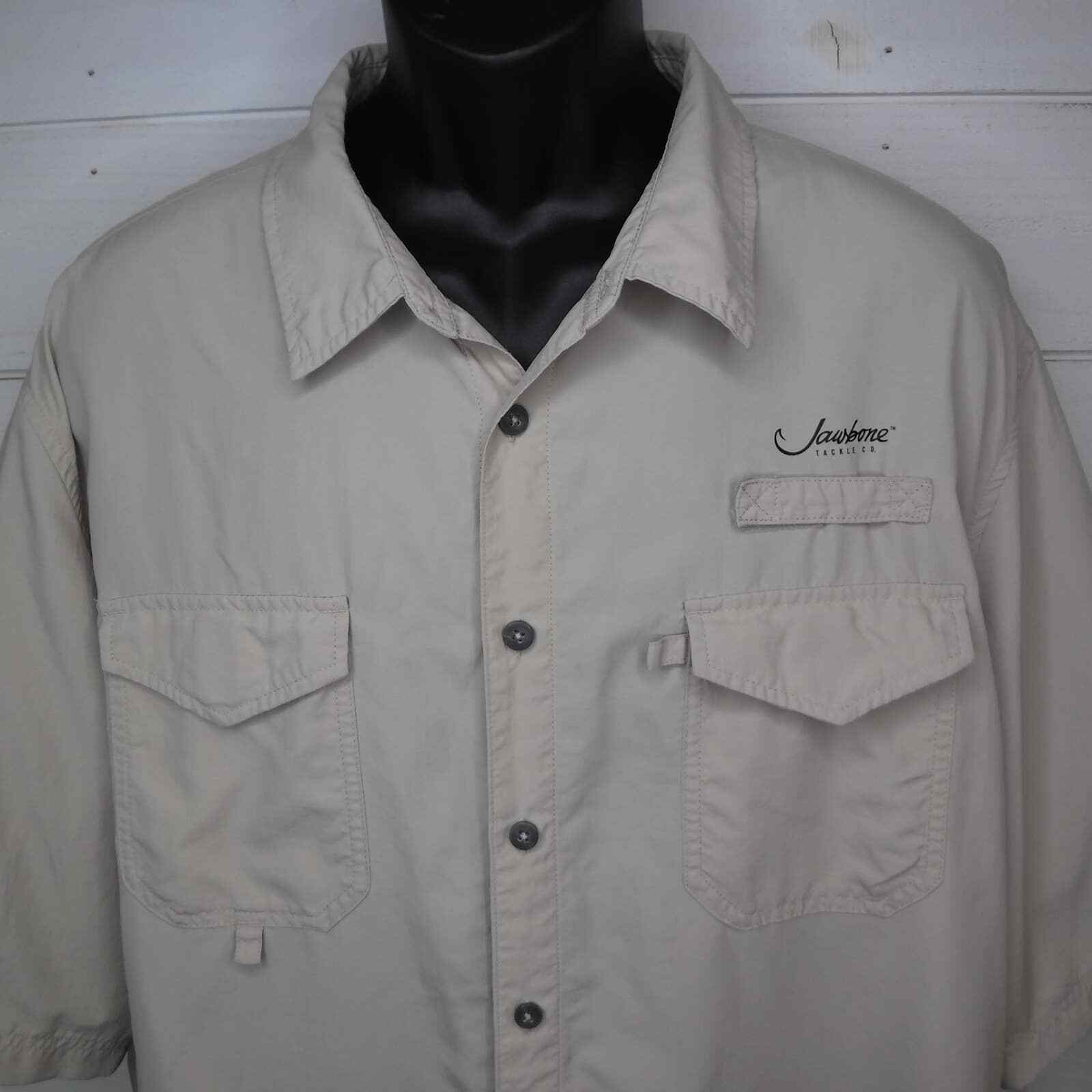 JAWBONE TACKLE CO Size 2XL Khaki Vented Short Sleeve Fishing Shirt gallery