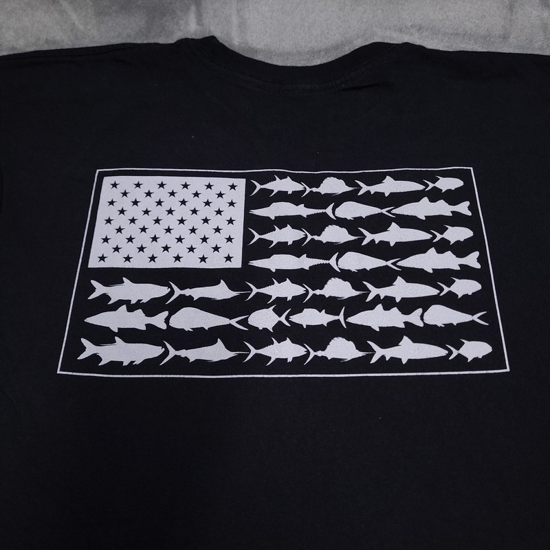 COLUMBIA PFG American Flag Large Fishing Shirt Fish Graphic Ocean Sportsman Bass gallery