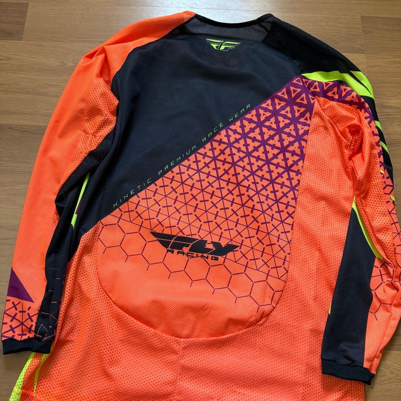 Men's Fly Racing Kinetic Trifecta Orange Mesh BMX Jersey Motocross Shirt Sz M gallery