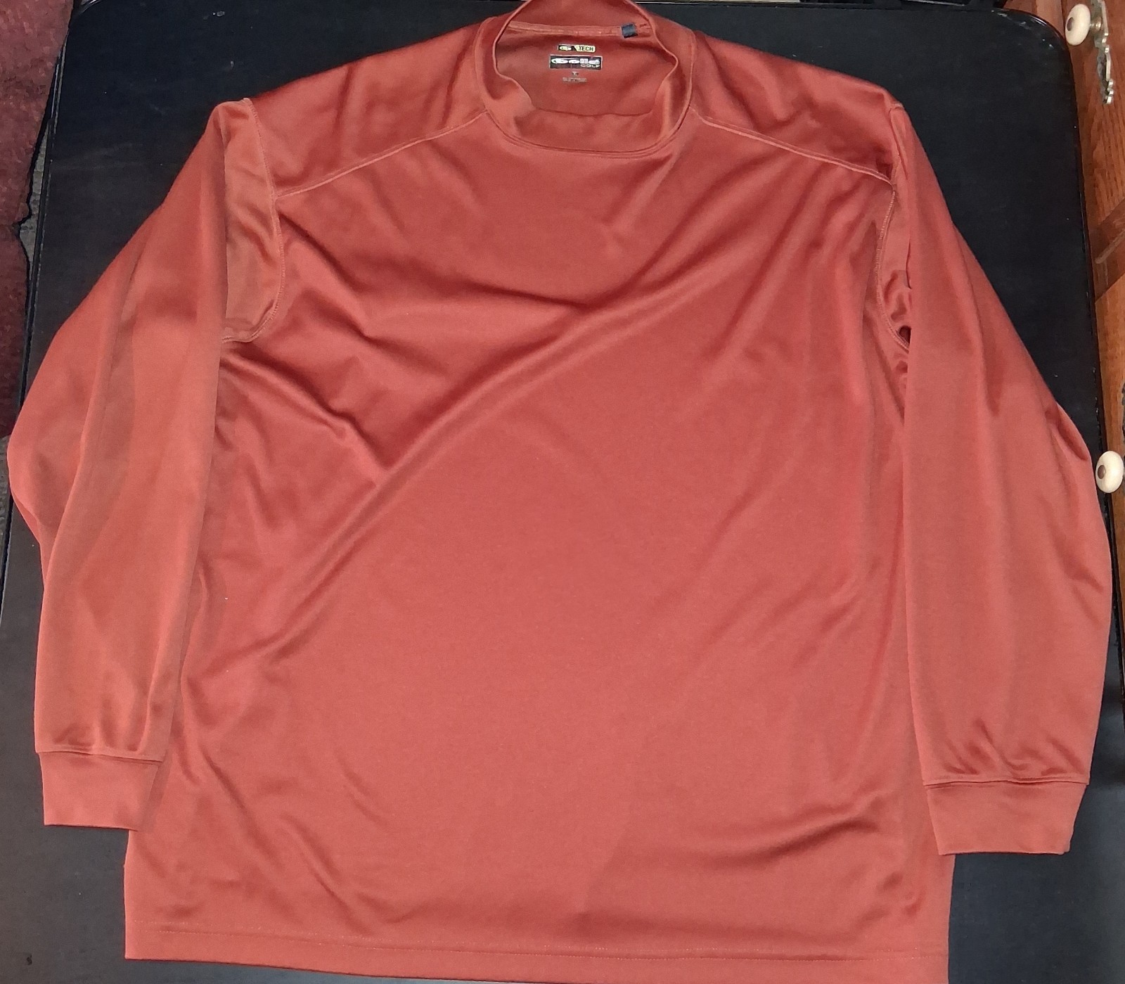 Golf Shirt Men's Bolle Tech Orange XL Long Sleeve Pullover 100% Polyester gallery