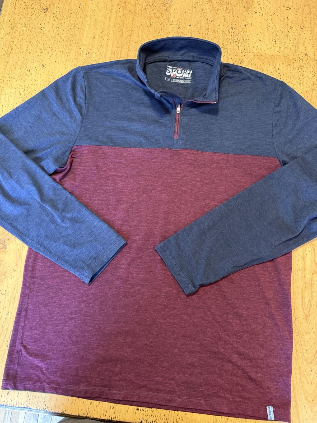 Marine Layer Weekend Sport Quarter Zip Performance Pullover Large Mens Blue Red gallery