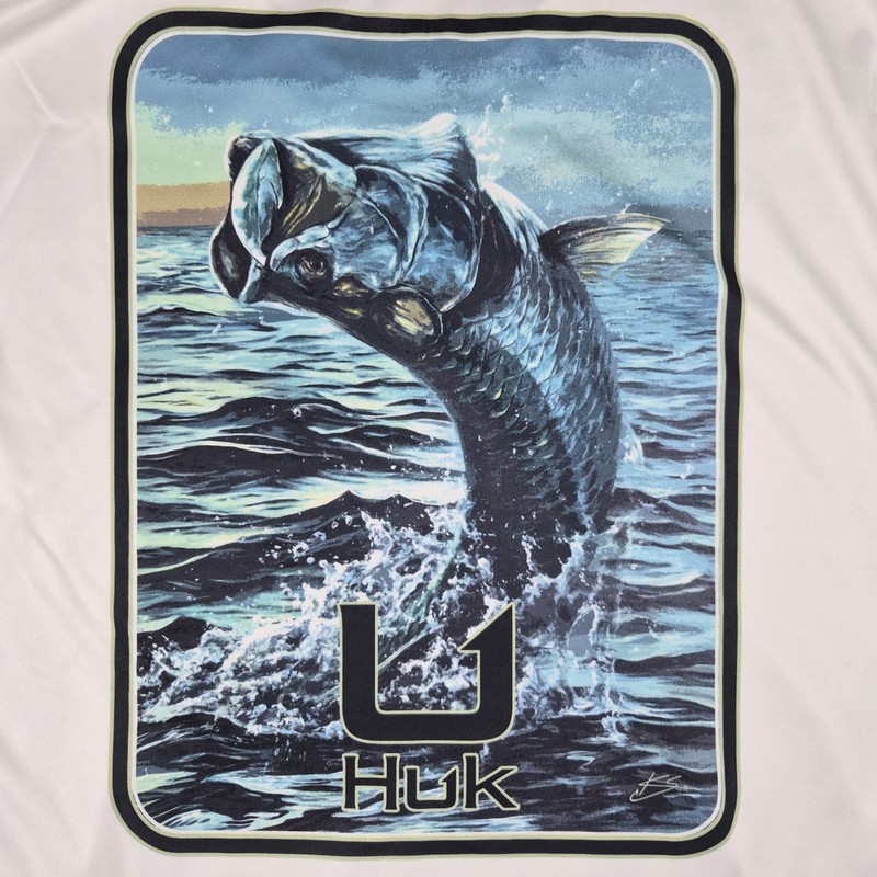 Huk Shirt Mens Med White Performance Fishing Pursuit Long Sleeve Outdoors NWT gallery