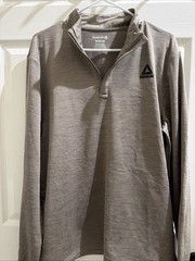 REEBOK Men’s Medium DRIFTWOOD Quarter-Zip Mock Neck Active Pullover Slim Fit NWT