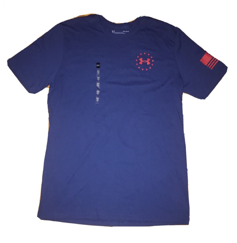 UNDER ARMOUR Blue FREEDOM Eagle Flag USA Short Sleeve Tee T-Shirt Men’s M MD $25 gallery