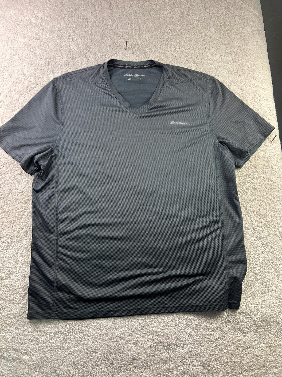 Eddie Bauer Shirt Mens XL Gray FreeDry Motion Athletic Performance V Neck Pocket gallery