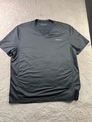 Eddie Bauer Shirt Mens XL Gray FreeDry Motion Athletic Performance V Neck Pocket