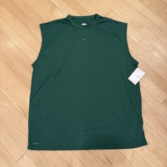 Nike Dri-FIT Mens Large Sleeveless Green Cut Off T Shirt Workout Training NEW