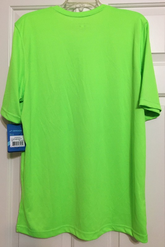 NWT Brooks lime green L relentless athletic active short sleeve shirt men's gallery