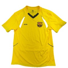 FC Barcelona Soccer Jersey Mens Medium Yellow V-Neck Mes Que Un Club Shirt