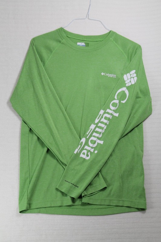 Columbia Mens M PFG Pullover Long Sleeve Shirt Neon Green Omni-Shade Protection gallery