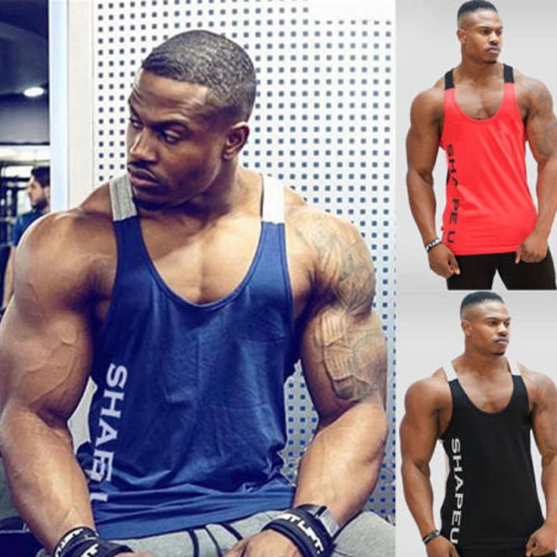 Men Solid Gym Stringer Tank Top Bodybuilding Fitness Singlets Muscle Vest gallery