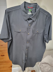 Men’s Gerry Short Sleeve Woven X-Large XL Shirt Gray Button Up Golf Lightweight