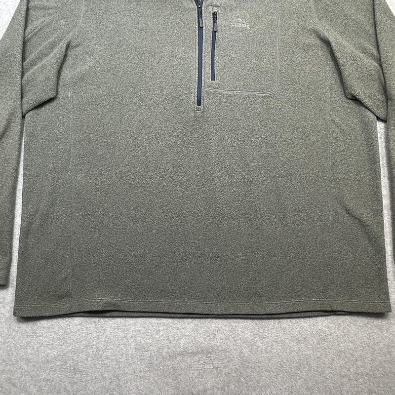 LL Bean Pullover Mens 2XLT Gray 1/4 Zip Fleece Chest Pocket Slightly Fitted gallery