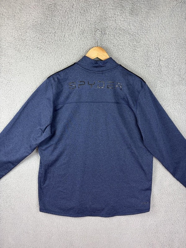 Spyder Active Pullover Mens Medium Blue 1/4 Zip Long Sleeve Stretch Athletic Top gallery